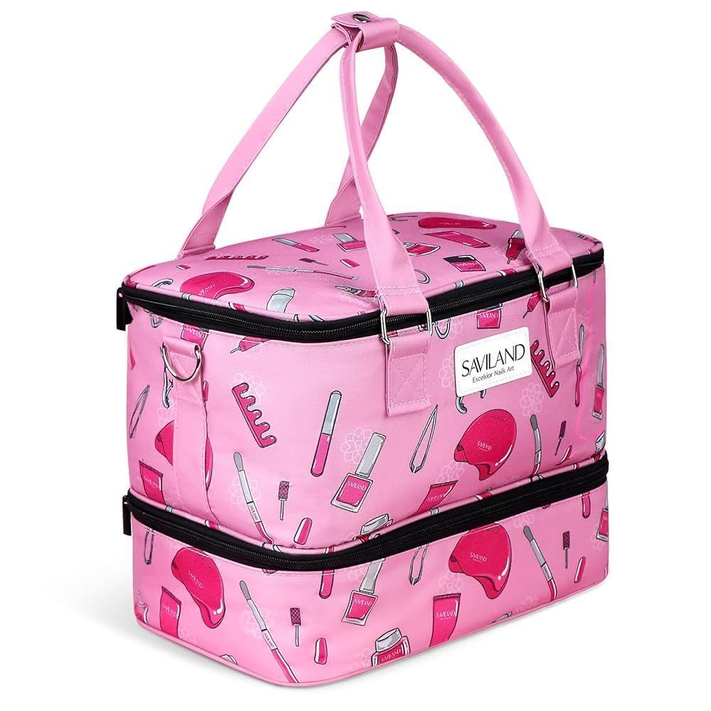Nail Polish Organizer Bag: Professional Nail Kit Organizer Holds 40 Bottles🤎